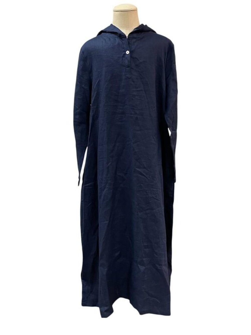 Lintico 100% Linen Hooded Pullover Maxi Dress Rebecca Natural Resortwear Beach